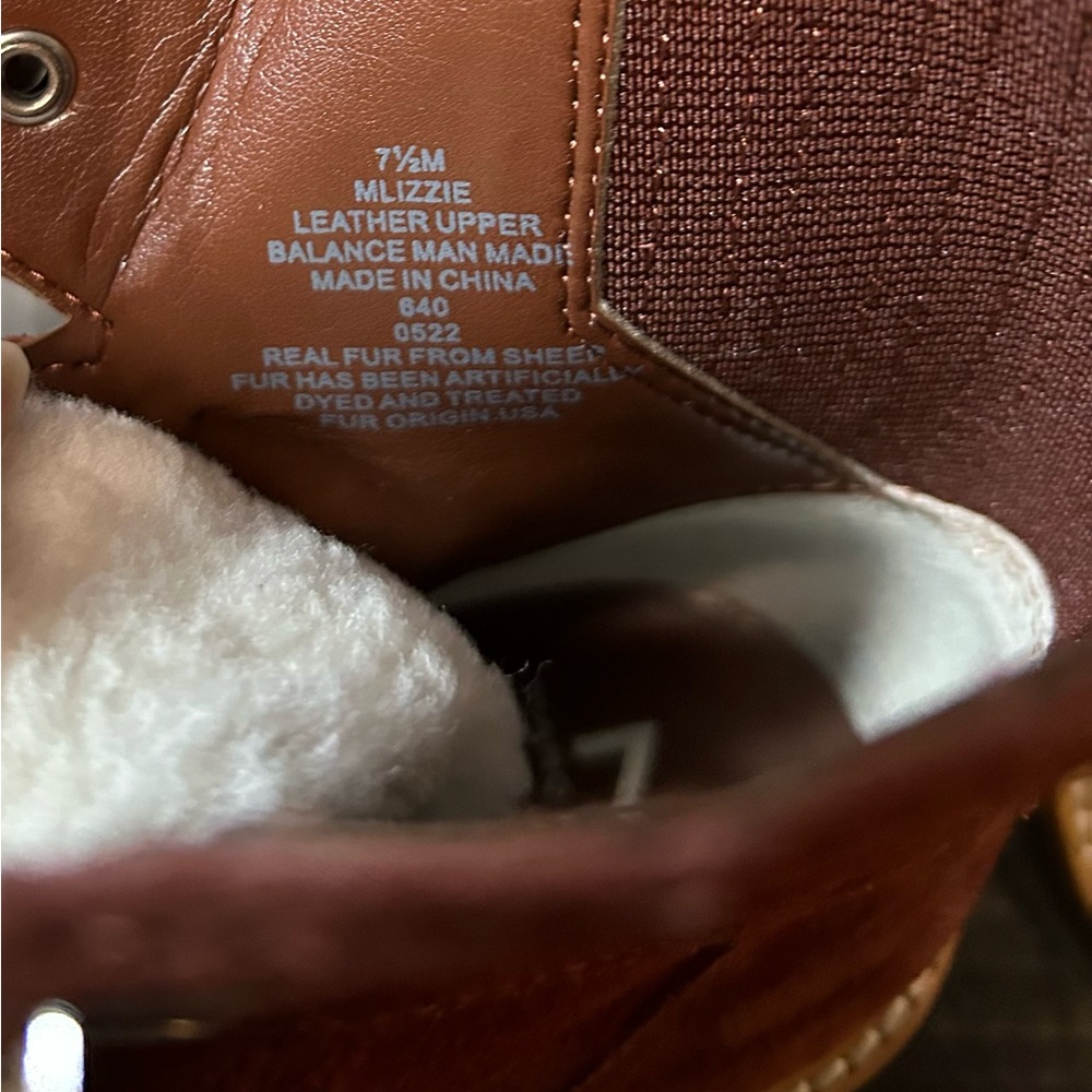 Marc Fisher Izzie Lugsole Ankle Boot Rust 7.5 Shearling accents - Picture 2 of 10